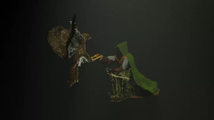 Jaeger und Greifvogel 