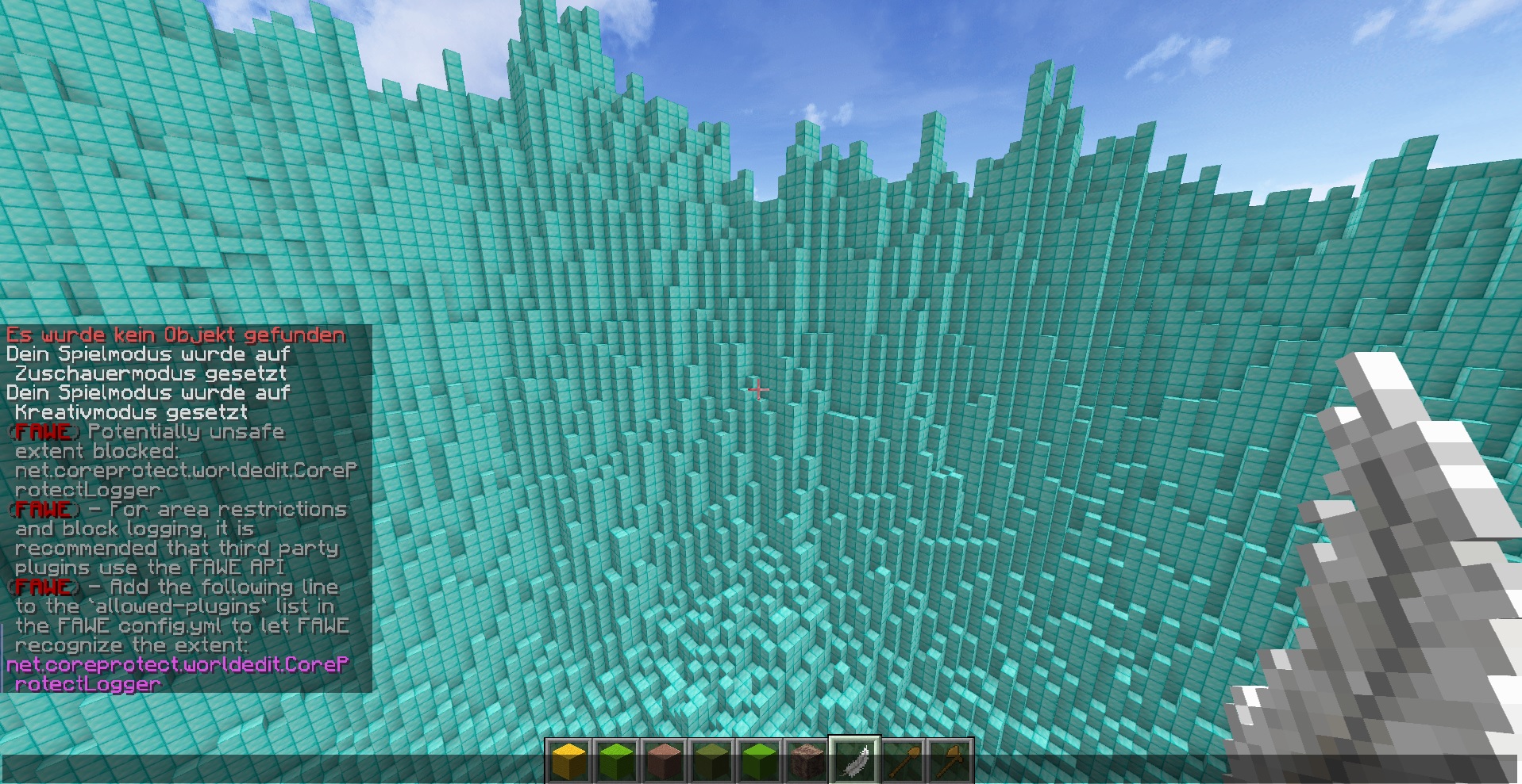 Chat Error on Minecraft Server - When clicking on the feather